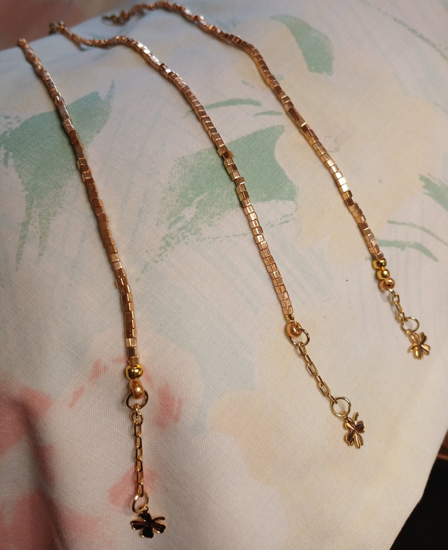 Hand made square seed bead skinny bracelet