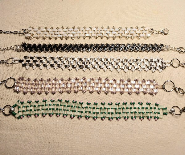 Miyuki Tela and seed bead weaved patterns