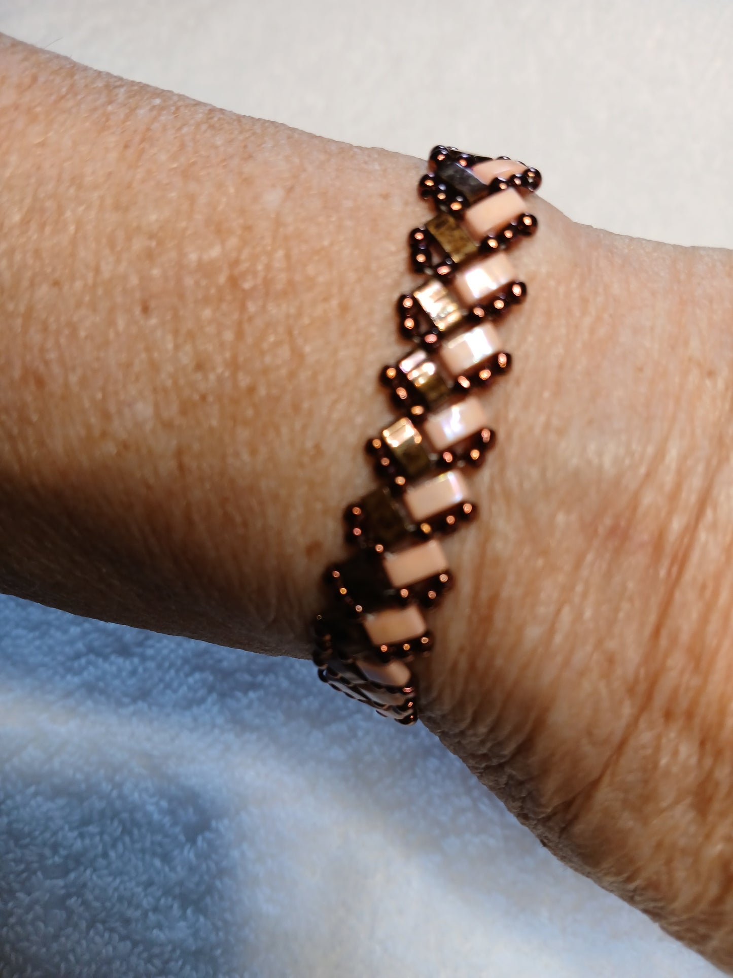 MIyuki Tila Herringbone with seed beads