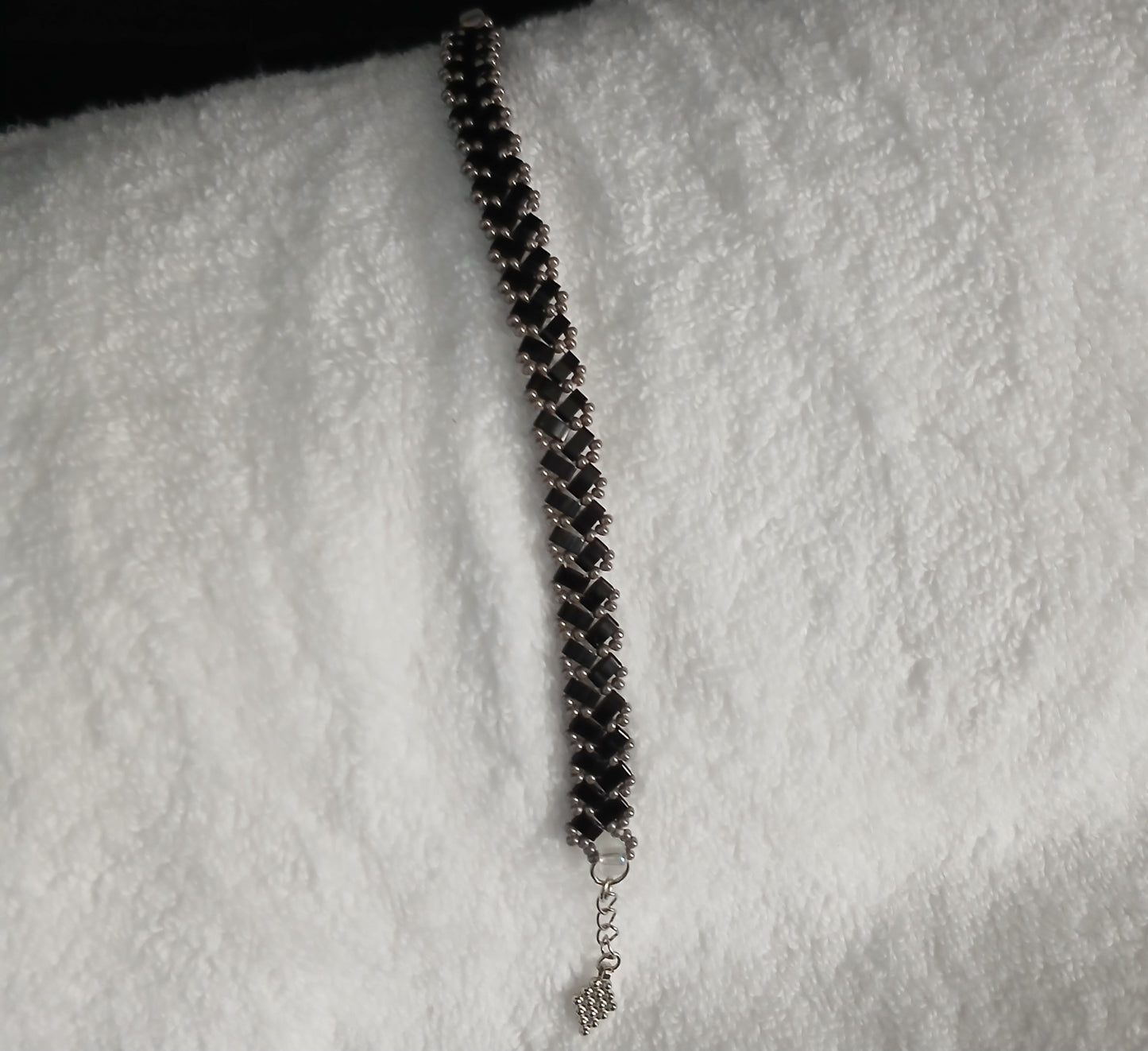 MIyuki Tila Herringbone with seed beads