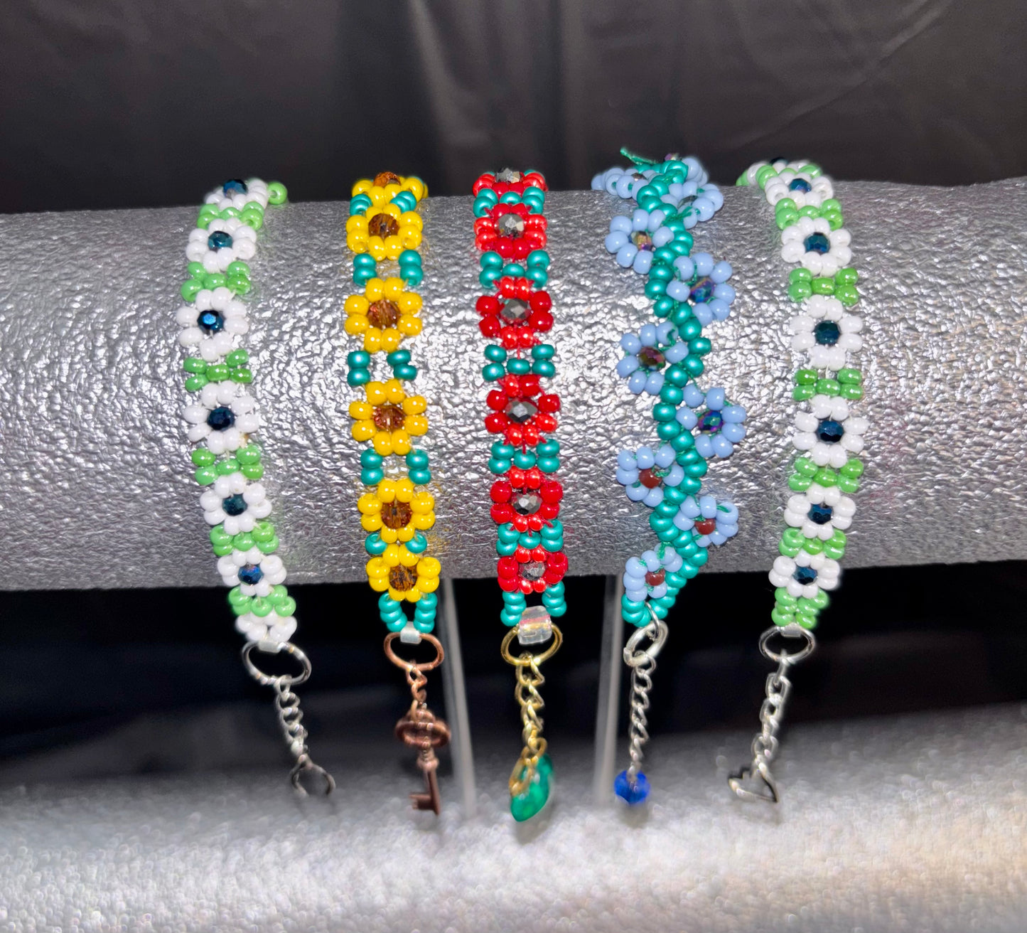 Seed bead floral bracelets